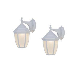 2-Pack Project Source 11.42-in White Integrated LED Outdoor Wall Light Lanterns